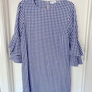 BeachLunchLounge navy and while gingham dress- Size L